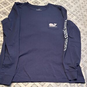 Vineyard Vines Blue Long Sleeve Tee with Logo